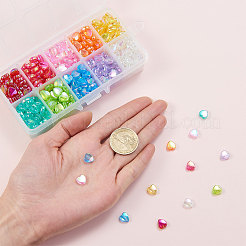 環境に優しい透明アクリルビーズ  ハート  染め  ABカラー  ミックスカラー  8x8x3mm  穴：1.5mm  600個/箱&nbsp;TACR-CJ0001-02