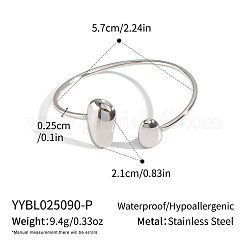 女性用304ステンレススチール製ティアドロップ型カフバングル  ステンレス鋼色  内径：2.24インチ（5.7cm）&nbsp;LP8428-2