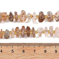 天然ブラックゴールドルチルクォーツビーズ連売り  チップ  シードビーズで  6~15x7~10x2~6mm  穴：1mm  約70~79個/連  15.75~16.42''（40~41.7センチメートル）&nbsp;G-F821-B04-01