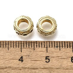 真鍮マイクロパヴェクリアキュービックヨーロッパジルコニアビーズ  長持ちメッキ  ロンデルホイールの大きな穴のビーズ  ゴールドカラー  8x4mm  穴：4.5mm&nbsp;KK-M316-17G-03