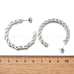 304ステンレススチールスタッドピアス  C字型  チェーンチャーム  ステンレス鋼色  40x41x1.5mm&nbsp;EJEW-F361-21P