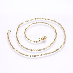 304ステンレススチールアズキチェーンネックレス  カニカン付き  ゴールドカラー  17.7インチ（45cm）  2x0.5mm&nbsp;MAK-L015-34A