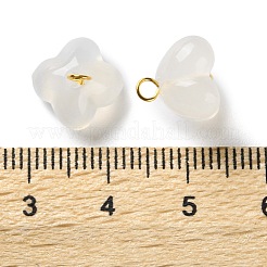 天然瑪瑙とキンモクセイの花のチャーム  金色の真鍮ループ  9.5~10x9.5~10.5mm  穴：2mm&nbsp;G-G179-03