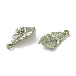 合金のチベット風チャーム  ABSの模造パールと  葉  アンティークブロンズ  26x12x6.5mm  穴：1.6mm&nbsp;FIND-C049-01AB