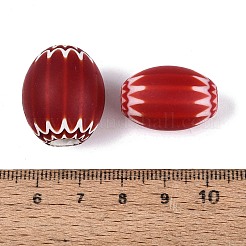 手作りのミルフィオリガラス樽ビーズ  シェブロンビーズ  ファイヤーブリック  17~23x15~20mm  穴：2~7mm&nbsp;LS-LA-N002-22A