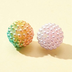 50個5色イミテーションパールアクリルビーズ  ベリービーズ  組み合わせビーズ  ラウンド  ミックスカラー  10mm  穴：1mm  10個/カラー&nbsp;OACR-FS0001-18