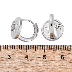 真鍮クリアキュービックジルコニアフープピアス  スター  プラチナ  13x12.5x15.5mm&nbsp;EJEW-Q014-38P
