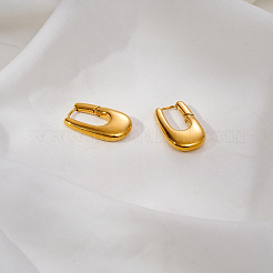 女性用304ステンレスフープピアス  18KGP本金メッキ  24x14mm&nbsp;QF4793