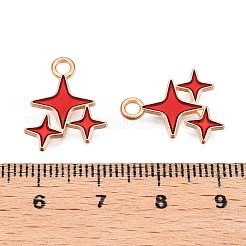 合金エナメルチャーム  ライトゴールド  鉛フリー＆カドミウムフリー  星のチャーム  レッド  18x14x1mm  穴：2mm&nbsp;X1-ENAM-T020-38C-RS