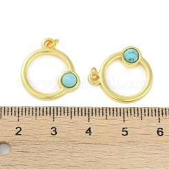 天然＆合成混合原石のペンダント  304ステンレススチールリングチャーム、丸カン付き  18KGP本金メッキ  19x17x3.5mm  穴：2.5mm&nbsp;STAS-P366-01G