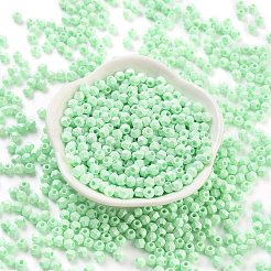 焼付塗装ガラスシードビーズ  双円錐形  アクアマリン  4.5x3.5mm  穴：1.4mm  約5625個/ポンド&nbsp;SEED-A032-02R