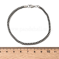 304ステンレススチールカーブチアンブレスレット（女性・男性用）  アンティークシルバー  8.11インチ（20.6cm）&nbsp;BJEW-K240-12B-AS
