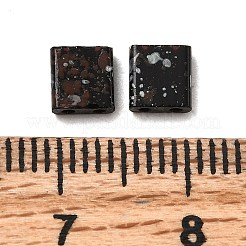2穴不透明ガラスシードビーズ  アンティークスタイル  正方形  ブラック  5x5x2mm  穴：0.8mm&nbsp;SEED-S023-30C-28