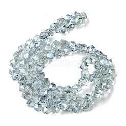 電気メッキガラスビーズセット  多面カット  ラウンド  ライトスチールブルー  5.5x5x6mm  穴：1mm  約101個/連  22.05''（56センチメートル）&nbsp;EGLA-K061-07A-PL02