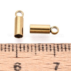 304ステンレススチールコードエンド  コラム  イオンプレーティング（ip）  長持ちメッキ  18KGP本金メッキ  8x2.5mm  穴：1.6mm  内径：1.8mm&nbsp;STAS-N125-21A-G