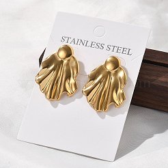 女性用304ステンレススチールスタッドピアス  葉  ゴールドカラー  35x26.5mm&nbsp;EJEW-K306-25G