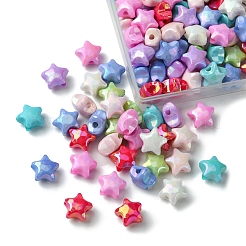 200個の不透明なアクリルビーズ  染め  ABカラー  多面カット  スター  ミックスカラー  10x11x7mm  穴：2mm  200pc&nbsp;TACR-FS0001-50
