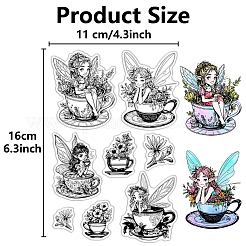 プラスチックスタンプ  DIYスクラップブッキング用  装飾的なフォトアルバム  カード作り  スタンプシート  妖精  160x110mm&nbsp;DIY-WH20018-0182