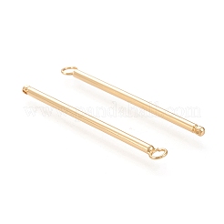 真鍮製リンクコネクター  長持ちメッキ  コラム  18KGP本金メッキ  51x4x2mm  穴：0.7mmと2.5mm&nbsp;KK-F820-37G