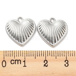 合金ペンダント  鉛フリー＆カドミウムフリー  ハート  プラチナ  15x15x2.5mm  穴：1.5mm&nbsp;X-FIND-G061-08P