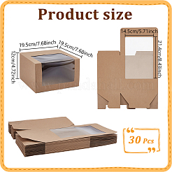 見える窓付きの紙製キャップ帽子梱包箱  長方形  バリーウッド  19.5x12x19.5cm&nbsp;CON-WH0043-304B