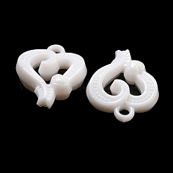 バレンタインデーの不透明アクリルパーツ  ハートチャーム  ホワイト  27x22x8mm  穴：2.8mm  約305個/500g&nbsp;SACR-L007-042D