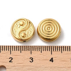 304ステンレススチールビーズ  フラットラウンドい陰陽  18KGP本金メッキ  12x4.5mm  穴：1.4mm&nbsp;STAS-I203-17G