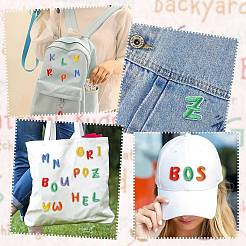 ポリエステルとコットンの刺繍布パッチ130個、26スタイル  マスクと衣装のアクセサリー  ミシンクラフト装飾  a～zの文字  23~26.5x10~27.5x1.5mm  5個/スタイル&nbsp;PATC-CJ0001-08