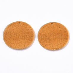 フロッキー合金ペンダント  フラットラウンド  オレンジ  30x2.5mm  穴：1.8mm&nbsp;X-PALLOY-S134-002A
