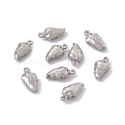 変色しない304ステンレススチールペンダント  葉のチャーム  ステンレス鋼色  15.5x7.5x4mm  穴：1mm&nbsp;LS-STAS-G291-16P
