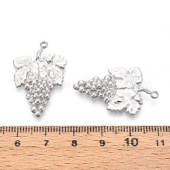 304ステンレスペンダント  ぶどうチャーム  変色防止  ステンレス鋼色  31x19.9x3.2mm  穴：1.8mm&nbsp;LS-STAS-T065-72P