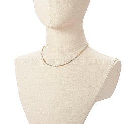 ツートンカラーの304ステンレススチールアズキチェーンネックレス  ゴールデン·ステンレス鋼色  17.72インチ（45cm）&nbsp;NJEW-JN03610