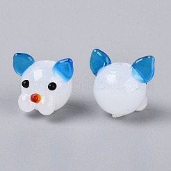 手作りランプワークビーズ  犬  ドジャーブルー  16~18x16~22x15~17mm  穴：0.9~2mm&nbsp;LAMP-Q039-11E