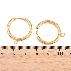 316ステンレススチール製ハギーフープピアス金具  カン付き  イオンプレーティング（ip）  長持ちメッキ  ゴールドカラー  23x2.5mm  穴：2.5mm  ピン：1mm&nbsp;EJEW-B158-01F-G