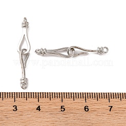 真鍮製S字クラスプ  カドミウムフリー＆ニッケルフリー＆鉛フリー  プラチナ  33mm  穴：1.4mm&nbsp;KK-U016-04P