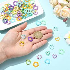 96個 12スタイル プラスチック編み物ツール  かぎ針編みロッキングステッチマーカーホルダー  ミックスカラー  1.2~1.6x1.3~1.7x0.1cm  8個/スタイル&nbsp;DIY-FS0010-60