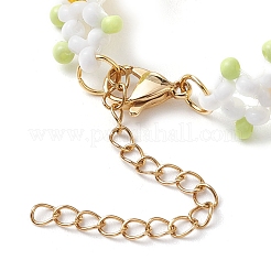 女性のためのガラスシードビーズブレスレット  ゴールド  6-3/4インチ（17cm）&nbsp;BJEW-MZ00139-02