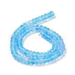 曇った透明ガラスビーズ連売り  ロンデル  ライトスカイブルー  8x5mm  穴：1mm  約75個/連  14.96''（38センチメートル）&nbsp;X-FGLA-M002-01B