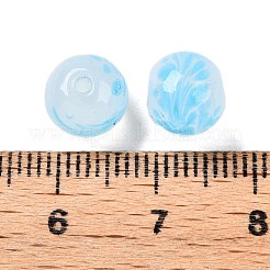 手作りランプワークビーズ  花の丸  ライトスカイブルー  7.5~8x8mm  穴：1.6mm&nbsp;LAMP-T023-03A-03