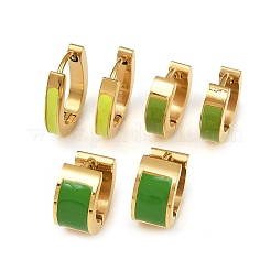 304ステンレススチールエナメルフープピアス  ゴールドカラー  ミックスカラー  13~16x13~13.5x3~7mm  3のペア/セット&nbsp;EJEW-K268-20G-02
