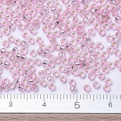 MIYUKIラウンドロカイユビーズ  日本製シードビーズ  （rr1350)染色シルバーライニングライトピンク  11/0  2x1.3mm  穴：0.8mm  約1100PCS /ボトル  10 G /ボトル&nbsp;SEED-JP0008-RR1350