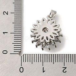 真鍮製マイクロパヴェキュービックジルコニアペンダント  ジャンプリングチャーム付き  花  18x15.5x8mm  穴：4x4mm&nbsp;KK-B122-03A-P