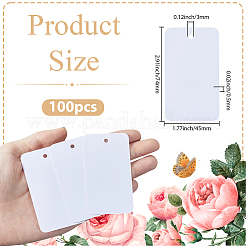PVCプラスチックブランクビッグペンダント100個  長方形  ホワイト  74x45x0.5mm  穴：3mm&nbsp;KY-SP0001-72C