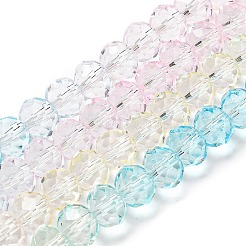 透明塗装ガラスビーズ連売り  多面カット  ロンデル  カラフル  8x6.5mm  穴：1mm  約60~62個/連  39~40cm&nbsp;LS-DGLA-A034-T8mm-A21