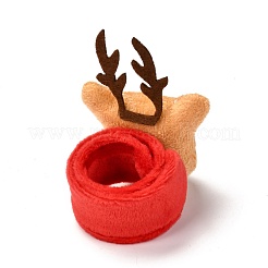 クリスマススラップブレスレット  子供と大人のクリスマスパーティーのためのスナップブレスレット  クリスマスのトナカイ/クワガタ  砂茶色  24.5x2.5x0.2cm&nbsp;BJEW-B012-02