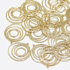 真鍮チャーム  リング  18KGP本金メッキ  30x27x1mm  穴：1mm&nbsp;X-KK-N200-093