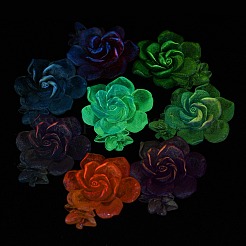 光る透明エポキシ樹脂デコデンカボション  暗闇で光るグリッターパウダー入りの花  ミックスカラー  45.5x40x14mm&nbsp;CRES-M032-04J