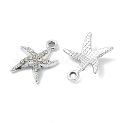 動物モチーフのUVメッキ合金クリスタルラインストーンペンダント  プラチナ  ヒトデチャーム  19x15x3.5mm  穴：1.8mm&nbsp;ALRI-T012-07B-P