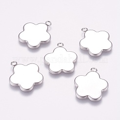 変色しにくい304ステンレススチールペンダントカボションセッティング  プレーンエッジベゼルカップ  花  ステンレス鋼色  トレイ：19x19mm  23x20x1.5mm  穴：2.5mm&nbsp;STAS-K148-06