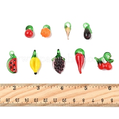 36個9スタイル手作りランプワークペンダント  野菜と果物  ミックスカラー  17~35x9~20.5x4.5~12.5mm  穴：1.5~5mm  4個/スタイル&nbsp;LAMP-FS0001-41